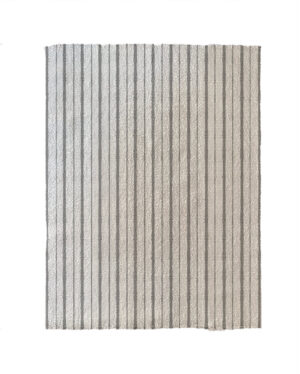 Natural White and Smokey Gray striped handwoven area rug