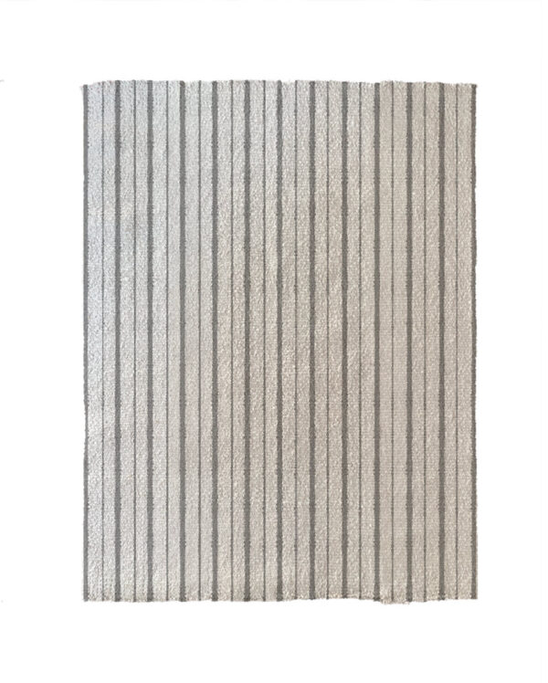 Natural White and Smokey Gray striped handwoven area rug