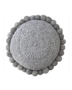 Round Pom Pom Cushion – Gray | 20