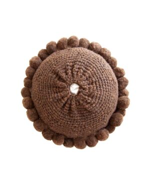 Round Pom Pom Cushion – Chocolate (M)
