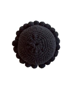 Round Pom Pom Cushion – Black (S)