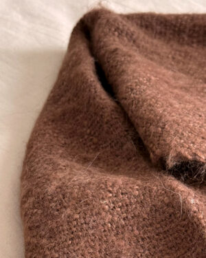 Detail of Oak llama throw showing soft naturally brown undyed fiber — handwoven ANDINA llama throw