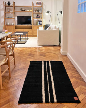 Runner Rug - Black w/ Sand Stripes