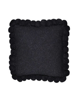 Square Pom Pom Cushion –  Black (L)