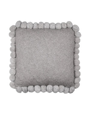 Square Pom Pom Cushion – Gray (L)
