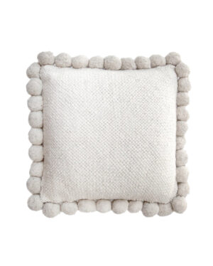 Square Pom Pom Cushion – Natural (L)