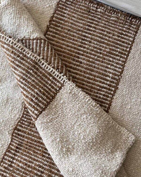 Wood Textile Rug Striped Wool Area Rug – Stairs Natural & Wood | ANDINA