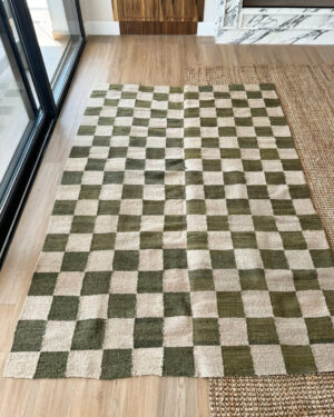 Checkered Rug - Moss & Sand