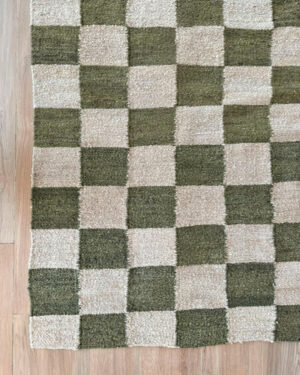 Checkered Rug - Moss & Sand