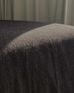 Undyed llama bed quilt black draped over bed — natural dark coat of black llamas handwoven in Argentina