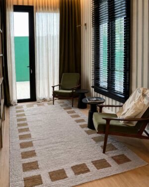 Area Rug - Sand & Wood Squares
