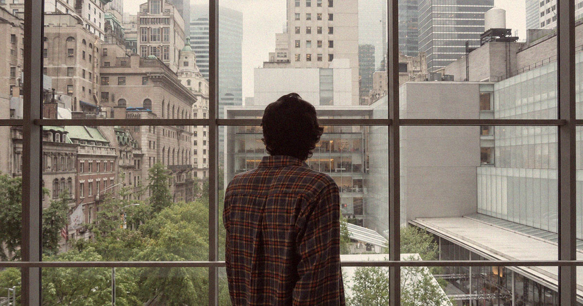 Joaquín, founder of ANDINA, looking out over New York from MoMA on his first trip to the city in 2012
